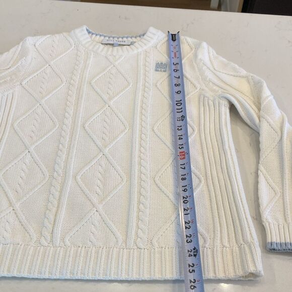 Hill House House Logo Sweater 100% Cotton Chunky Knit Summer Sweater Crew Med - Picture 6 of 7